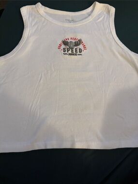 White 'Speed Junkie' Cropped Tank